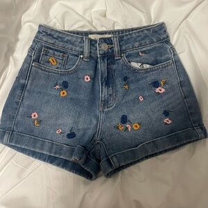 Pacsun Embroidery Jean Shorts